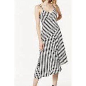 Karen Millen Monochrome Striped Asymmetric Strappy Dress US 6 UK 10 0928